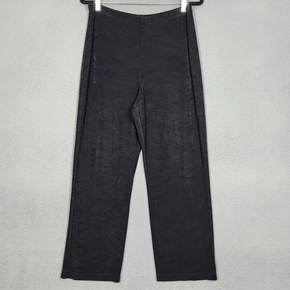 CHICOS Travelers Pants Womens 2 Short Black Knit Straight Leg Pull On Fit 31x28